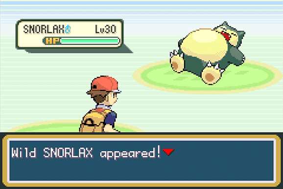 Pokemon FRLG (Pokémon FireRed & LeafGreen) wild encounter — Wild Snorlax appeared